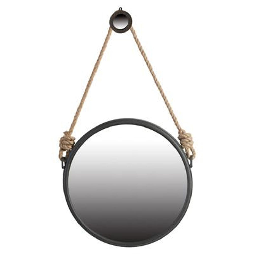 Homeroots Black And Silver Round Accent Metal Mirror  Glass 484992