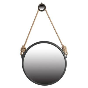 Homeroots Black And Silver Round Accent Metal Mirror  Glass 484992