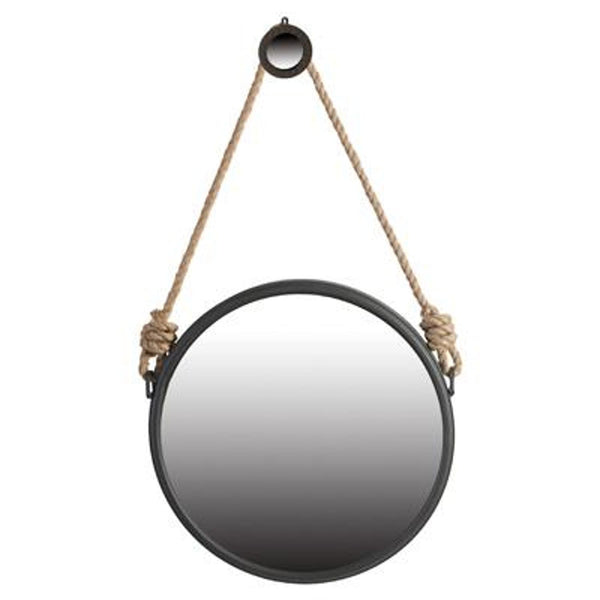 Homeroots Black And Silver Round Accent Metal Mirror  Glass 484992