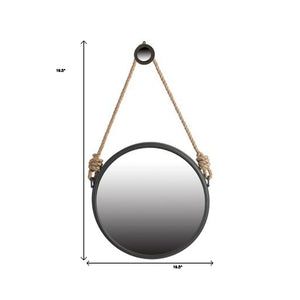 Homeroots Black And Silver Round Accent Metal Mirror  Glass 484992