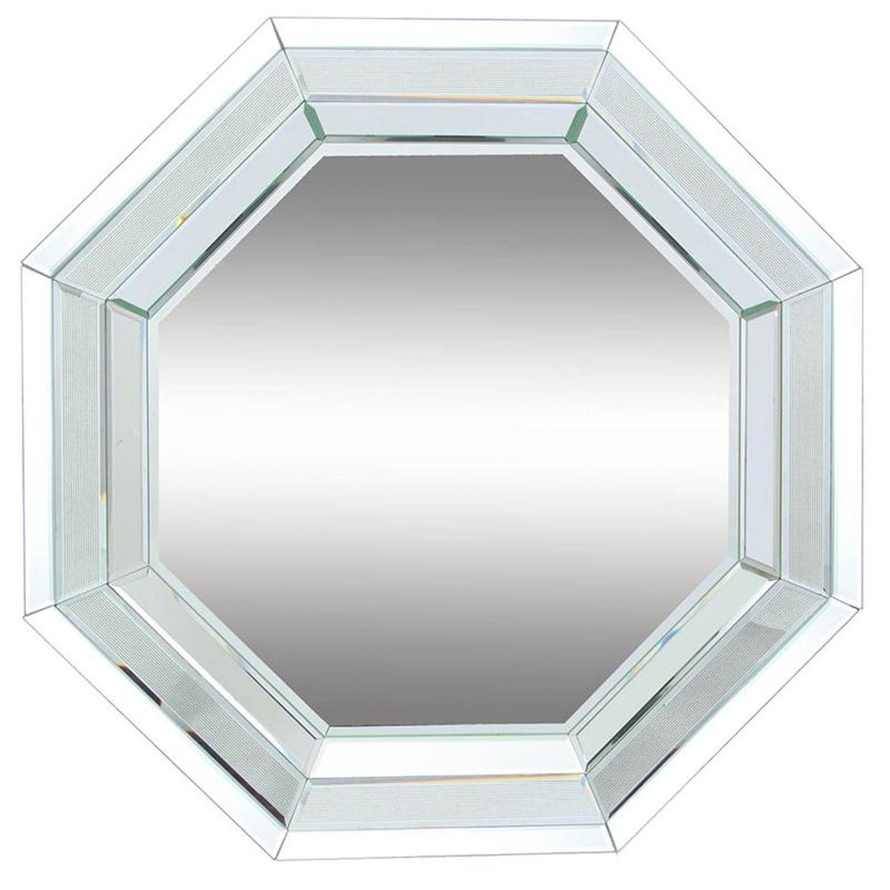 Homeroots 28" Silver Octagon Glass Framed Accent Mirror  Glass 484994