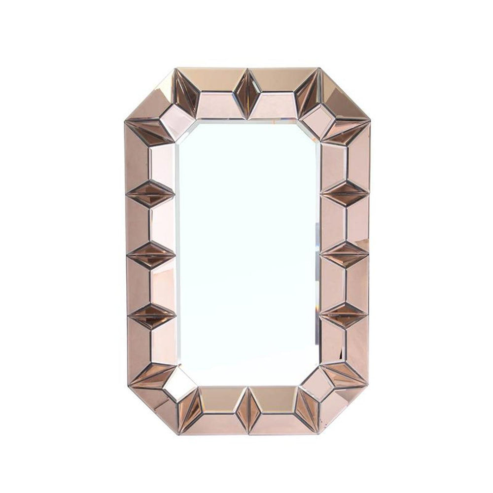 Homeroots 35" Rose Gold Glass Framed Accent Mirror  Glass 484995