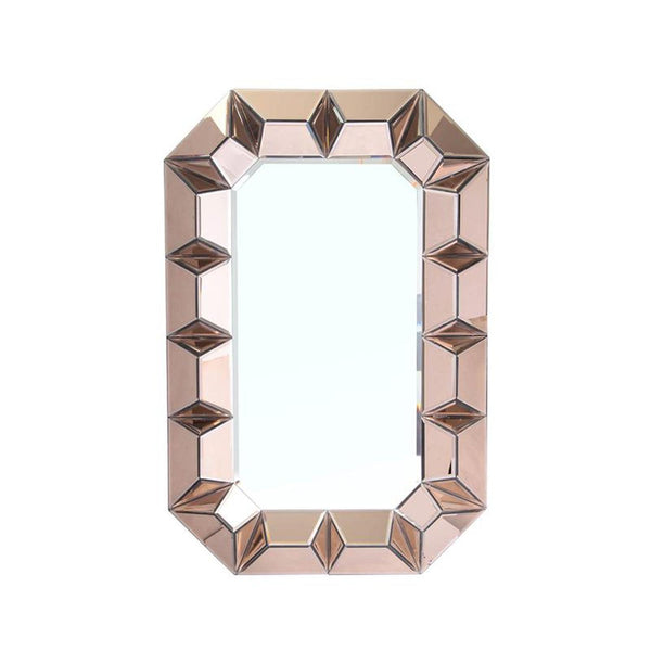 Homeroots 35" Rose Gold Glass Framed Accent Mirror  Glass 484995