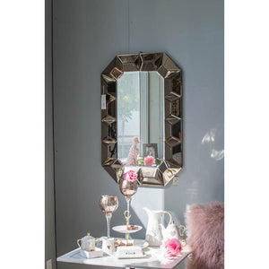 Homeroots 35" Rose Gold Glass Framed Accent Mirror  Glass 484995