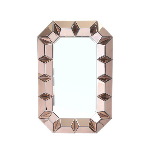 Homeroots 35" Rose Gold Glass Framed Accent Mirror  Glass 484995
