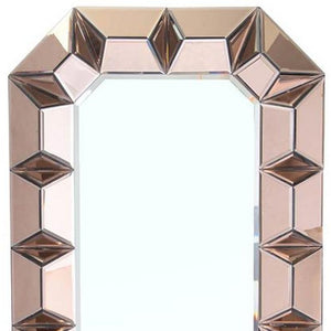 Homeroots 35" Rose Gold Glass Framed Accent Mirror  Glass 484995