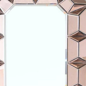 Homeroots 35" Rose Gold Glass Framed Accent Mirror  Glass 484995