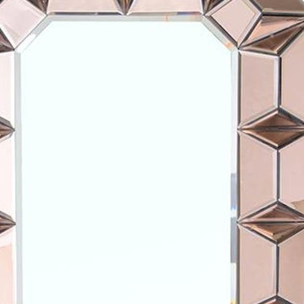 Homeroots 35" Rose Gold Glass Framed Accent Mirror  Glass 484995