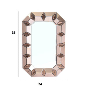 Homeroots 35" Rose Gold Glass Framed Accent Mirror  Glass 484995