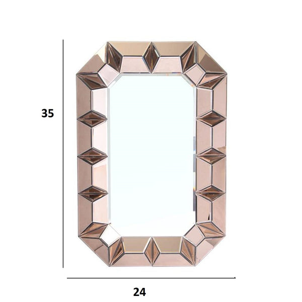 Homeroots 35" Rose Gold Glass Framed Accent Mirror  Glass 484995