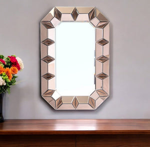 HomeRoots 35" Rose Gold Glass Framed Accent Mirror - Stylish Decorative Piece for Modern Homes & Spaces 484995