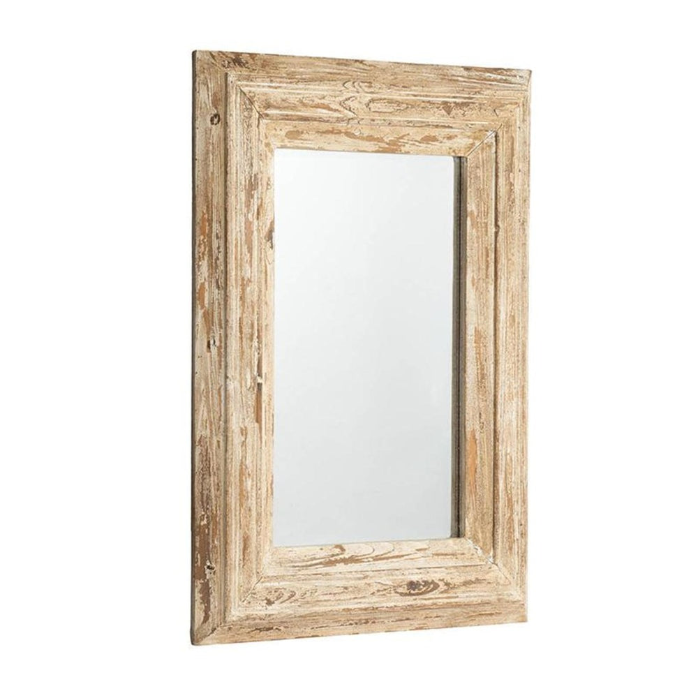 HomeRoots 39" Rustic Hand-Crafted Distressed Wood Framed Accent Mirror for Vintage-Style Home Décor 484996
