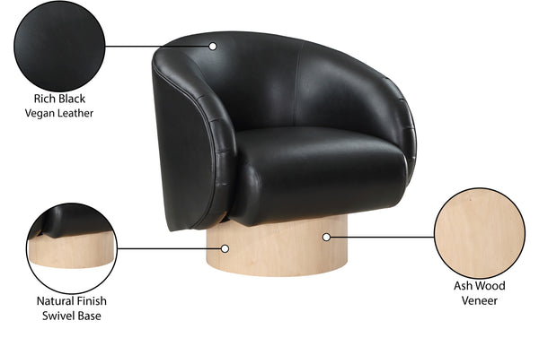 Gibson Black Vegan Leather Swivel Accent Chair 484Black Meridian Furniture