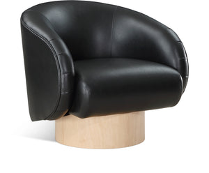 Gibson Black Vegan Leather Swivel Accent Chair 484Black Meridian Furniture