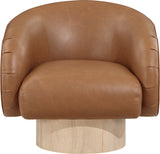 Gibson Cognac Vegan Leather Swivel Accent Chair 484Cognac Meridian Furniture