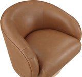 Gibson Cognac Vegan Leather Swivel Accent Chair 484Cognac Meridian Furniture