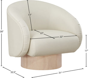 Gibson Cream Vegan Leather Swivel Accent Chair 484Cream Meridian Furniture