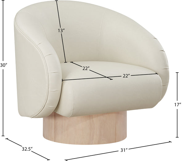 Gibson Cream Vegan Leather Swivel Accent Chair 484Cream Meridian Furniture