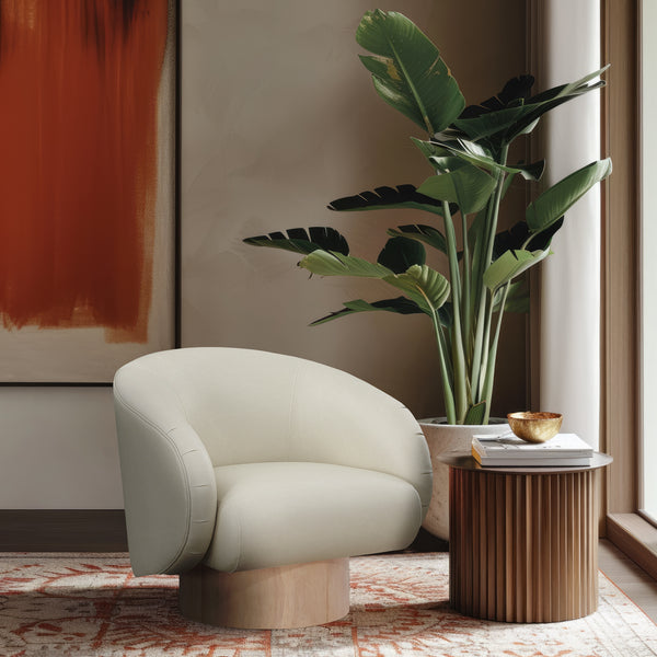 Gibson Cream Vegan Leather Swivel Accent Chair 484Cream Meridian Furniture