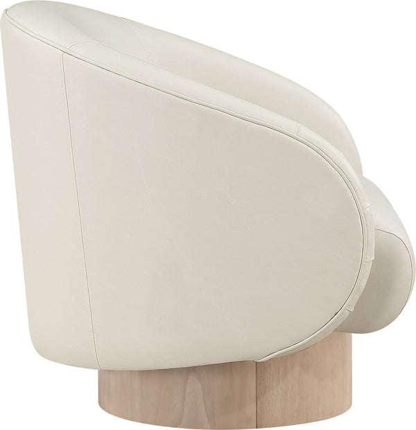 Gibson Cream Vegan Leather Swivel Accent Chair 484Cream Meridian Furniture