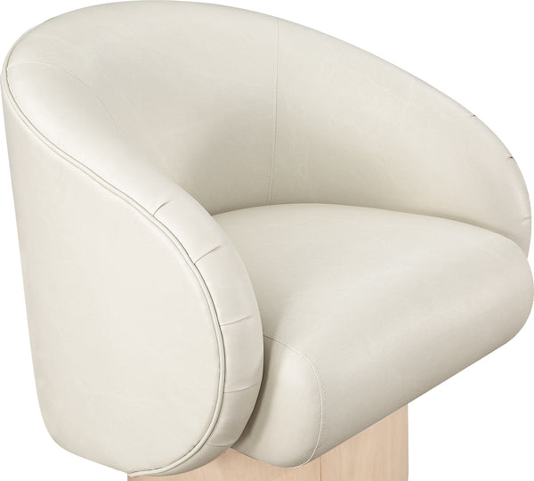 Gibson Cream Vegan Leather Swivel Accent Chair 484Cream Meridian Furniture