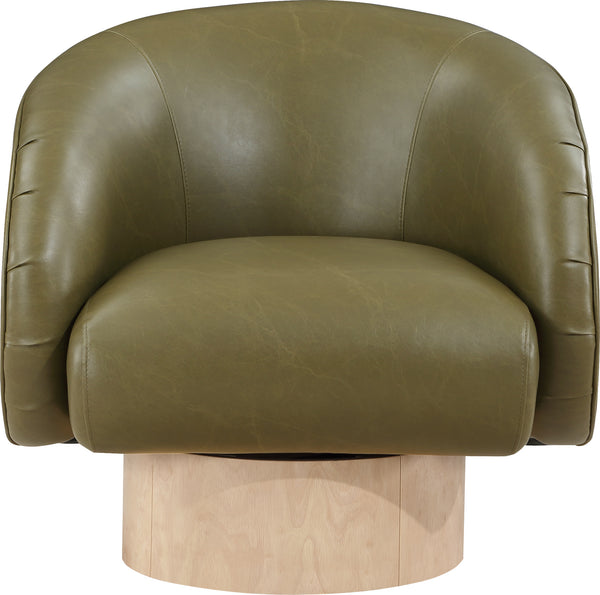 Gibson Olive Vegan Leather Swivel Accent Chair 484Olive Meridian Furniture