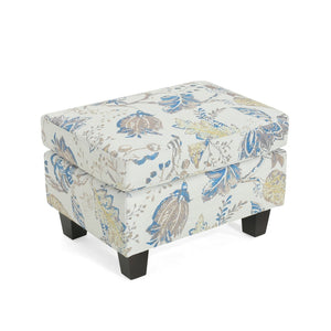 English Elm Upholstered Compact Ottoman with Birch Legs Padded Footrest for Living Room Decor N757P377351F