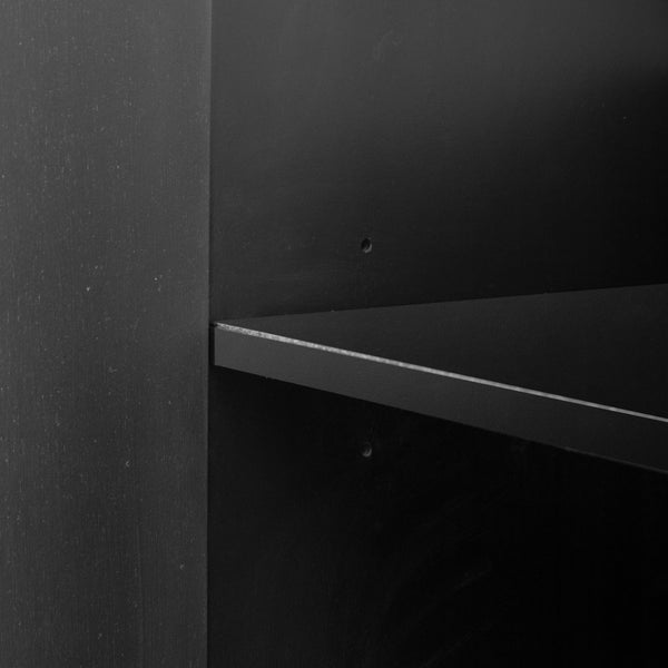 English Elm Trexm Ash Veneer Buffet with Gold Handles and Adjustable Shelves for Dining Spaces Black N715P392244B