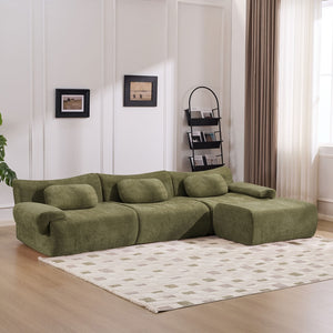English Elm Modular Chenille Deep Seat Sectional Sofa with Bamboo Frame for Living Room Lounge Green W1829S00069