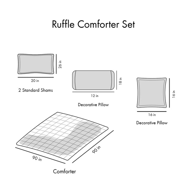 English Elm Full/Queen Waterfall Ruffled Comforter Set Blush Microfiber 4-Piece w/ Decorative Pillows, Antimicrobial B03595858