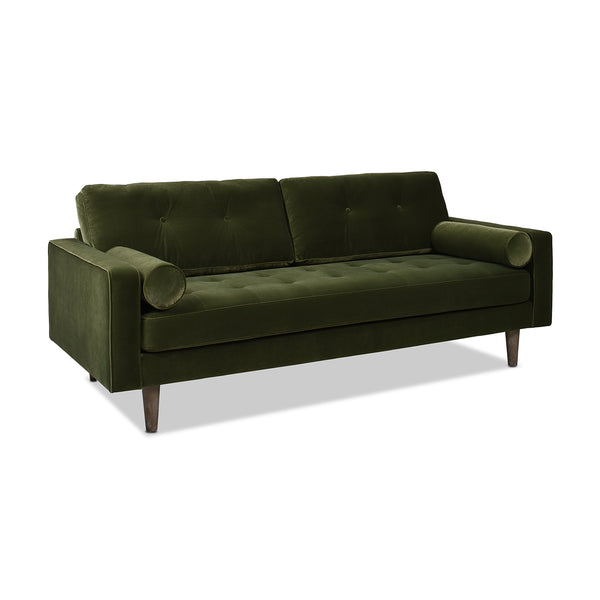 English Elm Jennifer Taylor Home - Nicholas 83.5" Mid-Century Sofa in Olive Performance Velvet — Durable Hardwood Frame, Plush Support B2719P238301