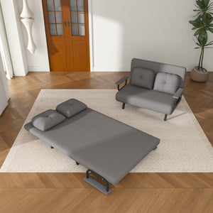 English Elm 46" Wide Corduroy Sleeper Sofa Bed Convertible Folding Chair for Two with Adjustable Backrest Grey W2700P431034