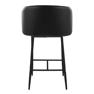 English Elm Fixed-height Counter Stools Industrial Black Metal Pu Upholstered Seat Kitchen Set B202S01826