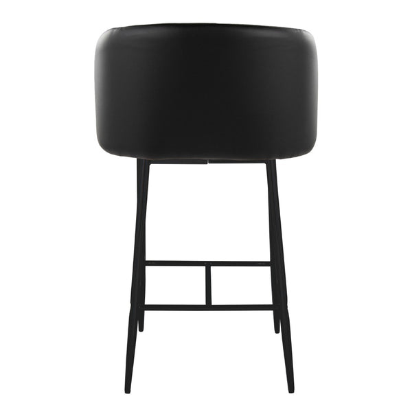 English Elm Fixed-height Counter Stools Industrial Black Metal Pu Upholstered Seat Kitchen Set B202S01826