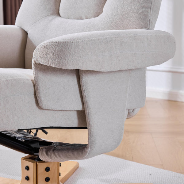 English Elm Black Pu Leather Swivel Accent Chair with Ottoman Heated Massage Wood Base Lounge W3248P464442