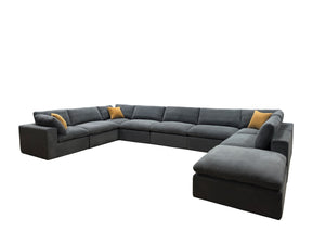 English Elm Coffee Bean Upholstered Modular Sectional Sofa with Toss Pillows Lounge Style Light Gray B2748S00074