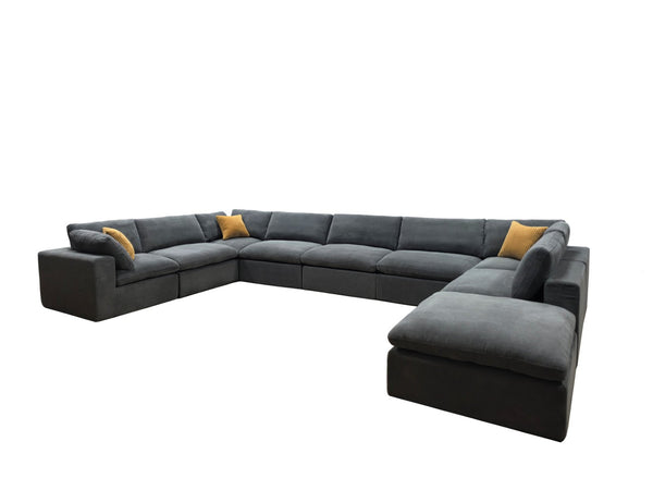 English Elm Coffee Bean Upholstered Modular Sectional Sofa with Toss Pillows Lounge Style Light Gray B2748S00074