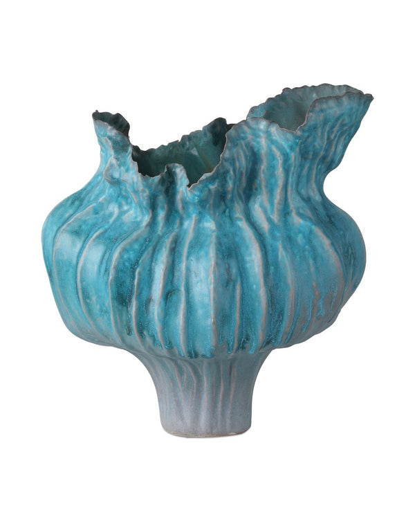 Currey & Company Flying Silk Blue Vase – Exquisite Porcelain Art With Fluid Design And Cascading Turquoise Glaze Blue Porcelain 1200-0981-currey-company