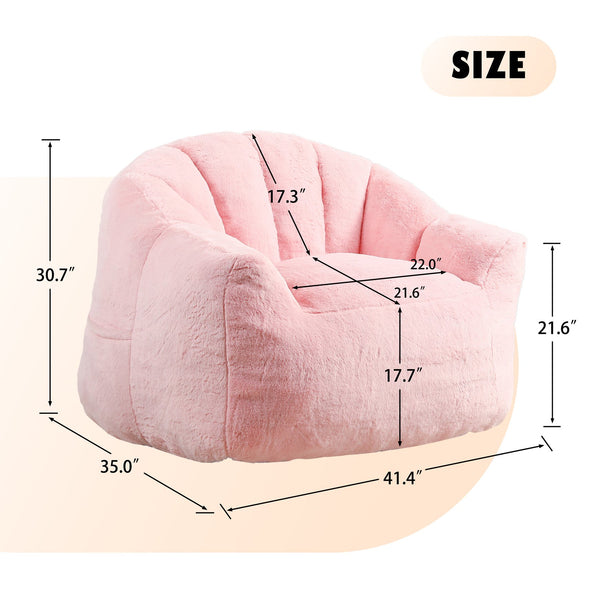 English Elm Bean Bag Chair - Plush Faux-Fur Sofa With Armrests, High-Density Foam For Cozy Living Room Comfort W2200P313809