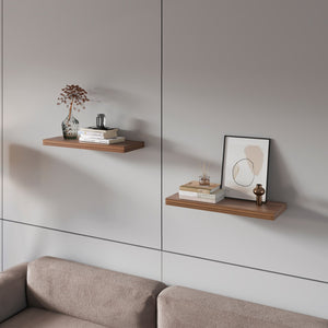 English Elm Walnut Floating Shelf with Concealed Mounting, Classic Walnut Grain Finish for Modern Rustic Display B062P373796