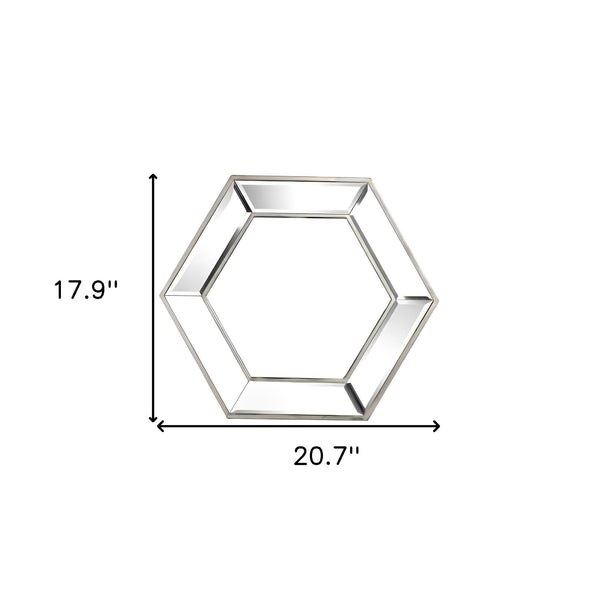 Homeroots 18" Silver Hexagon Glass Framed Accent Mirror  85% Glass,15% Mdf 485000