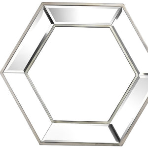 Homeroots 18" Silver Hexagon Glass Framed Accent Mirror  85% Glass,15% Mdf 485000