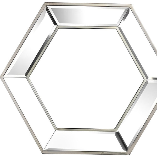 Homeroots 18" Silver Hexagon Glass Framed Accent Mirror  85% Glass,15% Mdf 485000