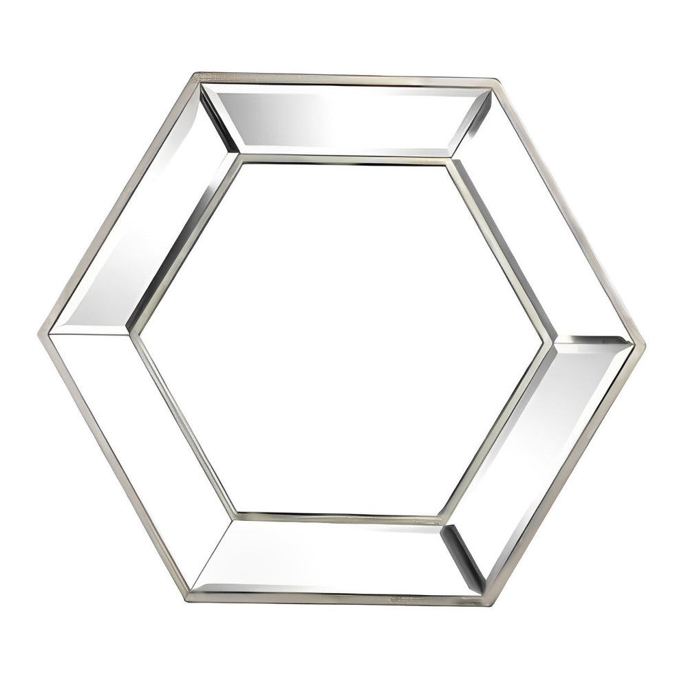 Homeroots 18" Silver Hexagon Glass Framed Accent Mirror  85% Glass,15% Mdf 485000
