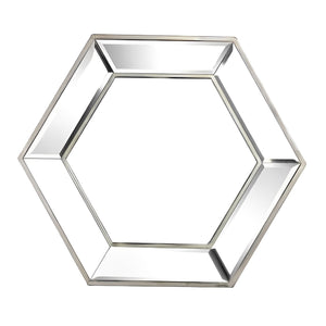 Homeroots 18" Silver Hexagon Glass Framed Accent Mirror  85% Glass,15% Mdf 485000