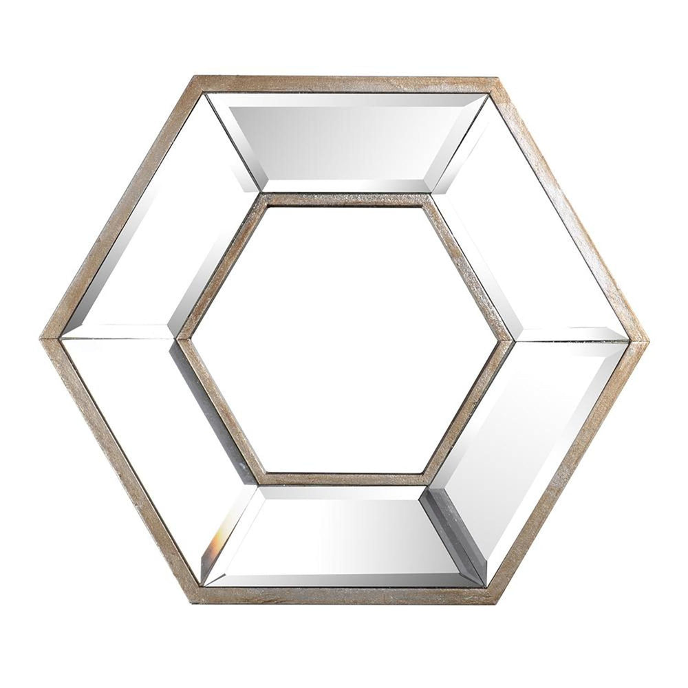 Homeroots 12" Silver Hexagon Wall Mounted Accent Mirror  Glass 485001
