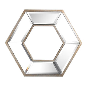 Homeroots 12" Silver Hexagon Wall Mounted Accent Mirror  Glass 485001