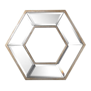 Homeroots 12" Silver Hexagon Wall Mounted Accent Mirror  Glass 485001