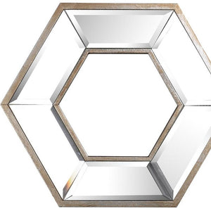 Homeroots 12" Silver Hexagon Wall Mounted Accent Mirror  Glass 485001