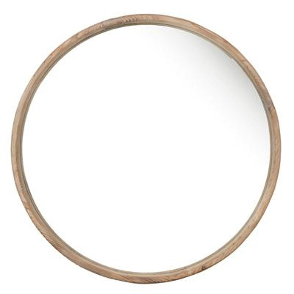 Homeroots 28" Natural Rustic Brown Wood Frame Round Wall Mounted Accent Mirror  Fir Wood 485002